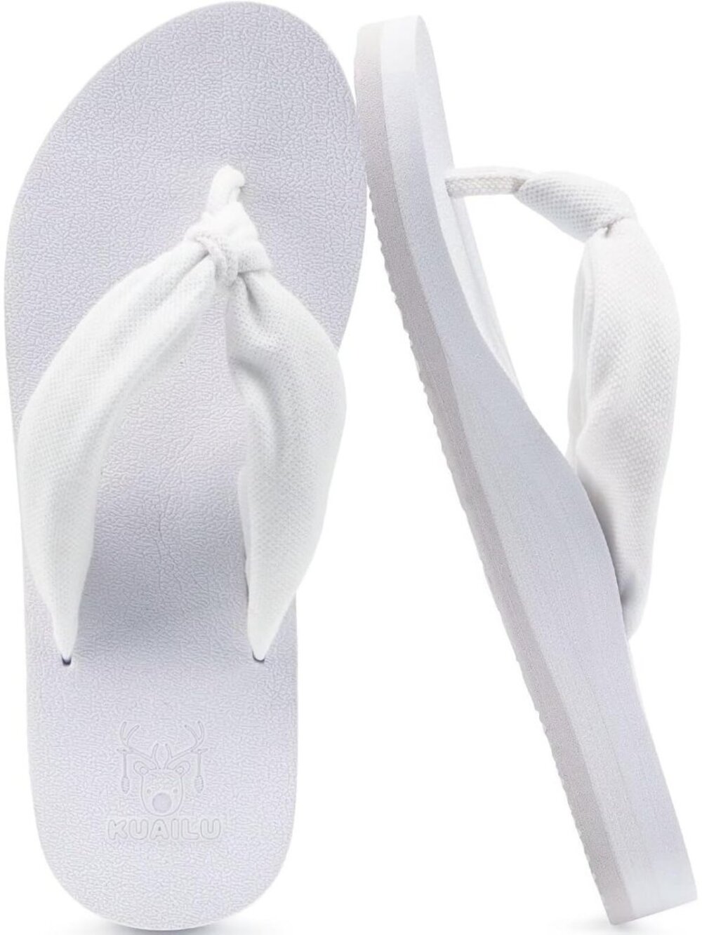 Women's White Flip Flops Comfortable Summer Beach Thong Cushion Slip On Sandals